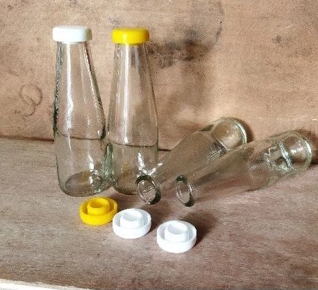 Botol Kaca Fibe 100ML Polos Tutup Pop-up & Dispenser - Image 1